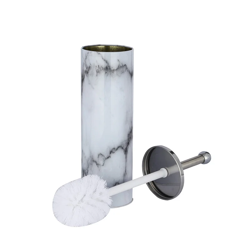 Marble Surface Bathroom Waste Bin set Metal Bathroom Dust Bin Hotel Garbage Container with Toilet Brush