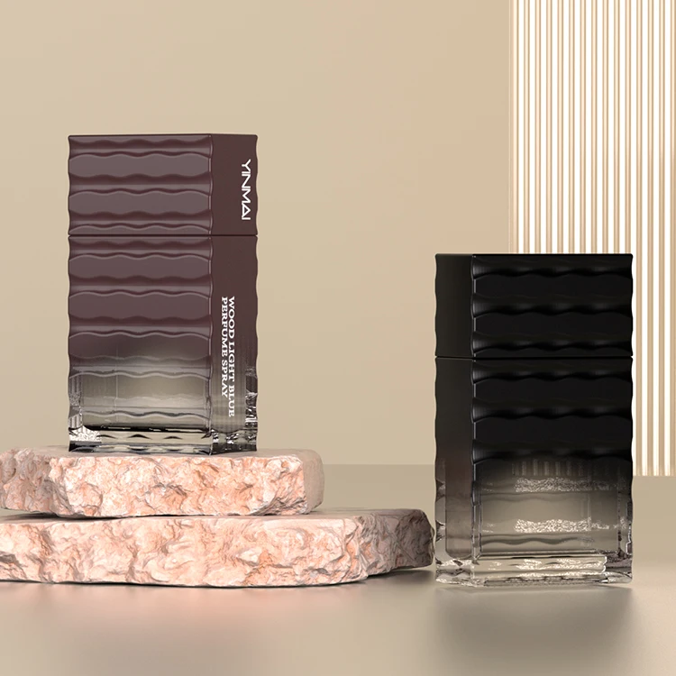 Yinmai OEM Factory Design Luxury Square Natural Spray sea wave Perfume Bottle 50ml