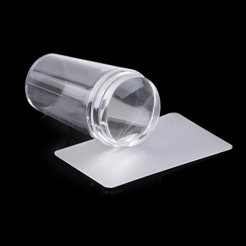 Hot Sell DIY Plastic Handle Clear Jelly Silicone Nail Art Stamper with Scraper For Stamping Polish Print Plate Image Tool Kit