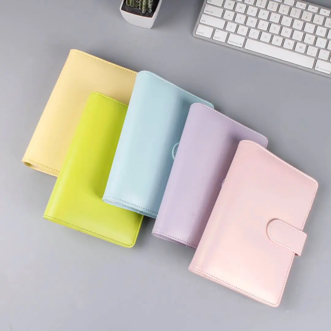 Manufacturer custom PU imitation leather notebook Korean loose-leaf notebook business Macaron notepad