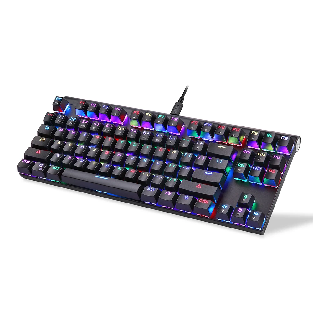 Wholesales Shenzhen Motospeed Mototech RGB OUTEMU Blue Switch 87 Keys Arabic laser Mechanical Gaming Keyboard