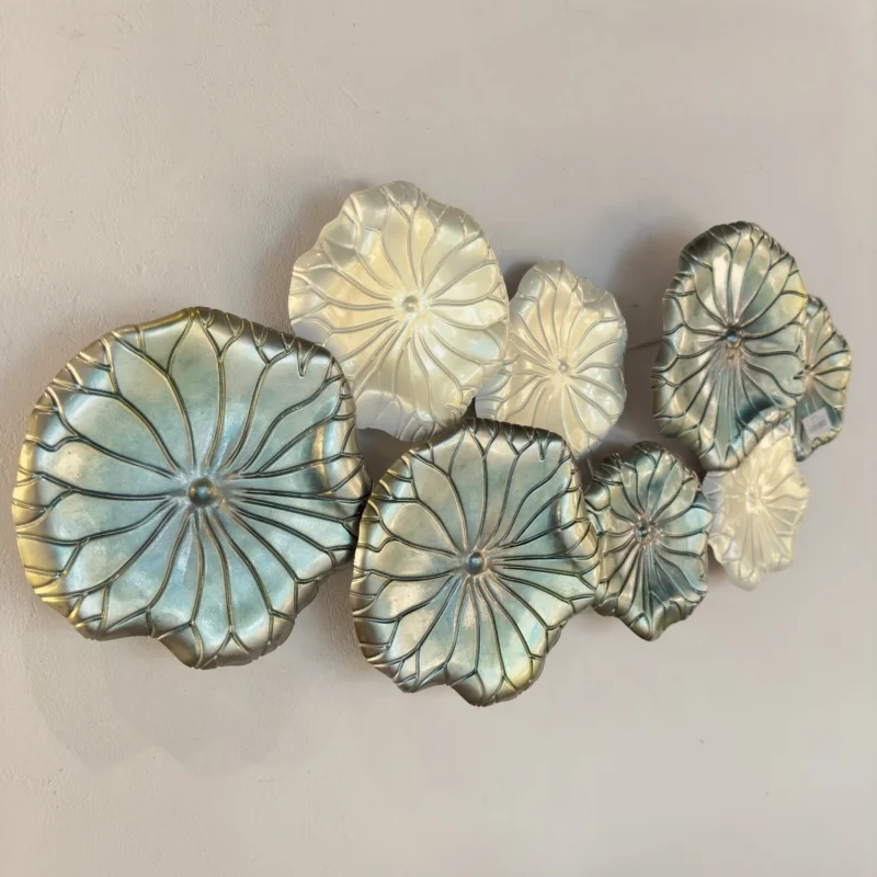 New Design Classic Wall Decor Colorful Iron Lotus Leaf Combination Decoration Home Irregular Metal Wall Decor