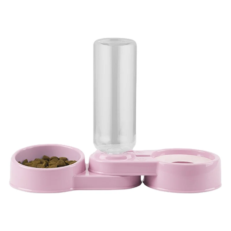 2 in 1 Pet  Water and Food Feeder Collapsible Travel Cat Dog Automatic Refill Water Bottle Double Bowl Dispenser