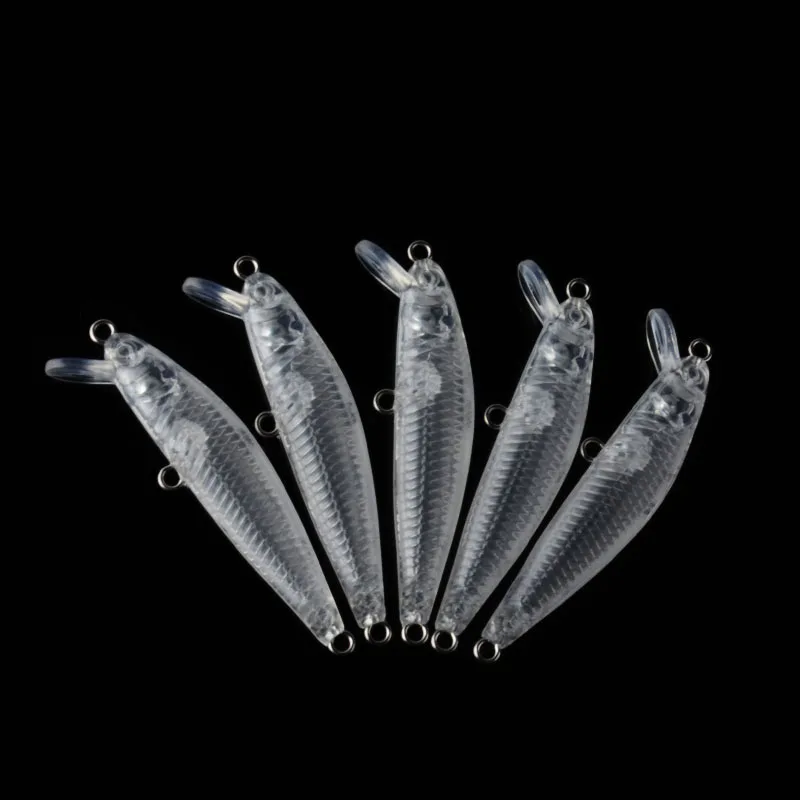 100pcs Unpainted Jerkbait Fishing Lure Blanks 5.6cm 2g Minnow Bait Fishing Clear Blank Hard Plastic Lure