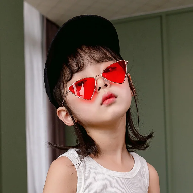 DOISYER Hot Sale Boys Girls Metal Shades Bright Candy Colors Lenses UV400 Vintage Triangle Kids Sunglasses 2020