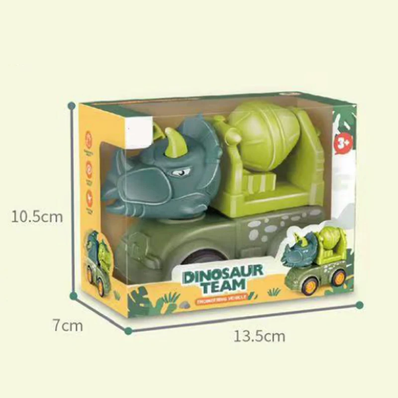 2022 new design simulation six style cartoon press slide dinosaur engineering vehicle toys  inertia car boy truck toys for kids