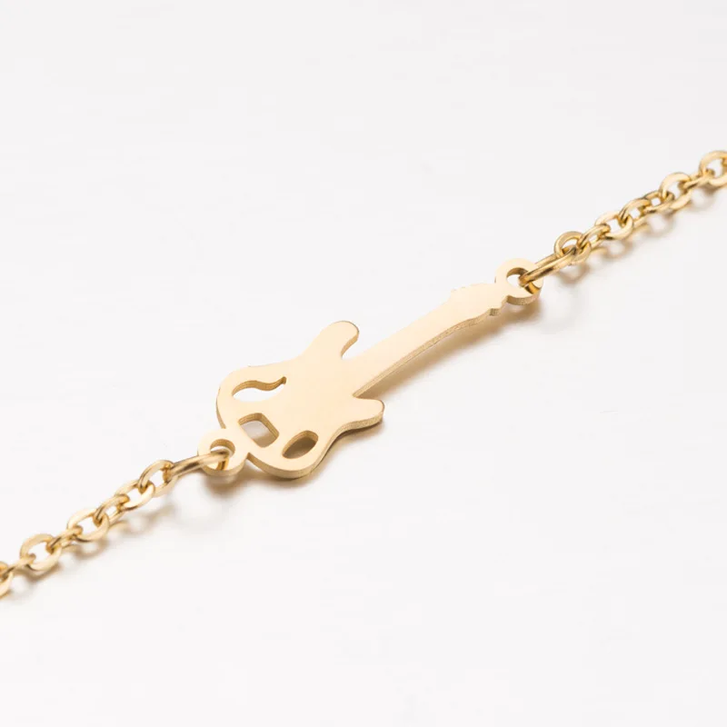 Wholesale Hoop Guitar Bracelet for Women Dainty 14k Gold Classic Tennis Bracelet Cute Gold Tiny Chain Link Bracelet