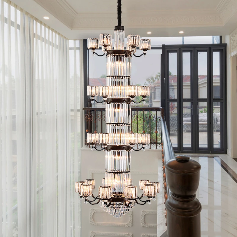 2023 New Crystal Chandelier Hotel Large Crystal Decorative Lamp High Ceilings Lobby Crystal Large Chandeliers Ceiling Luxury