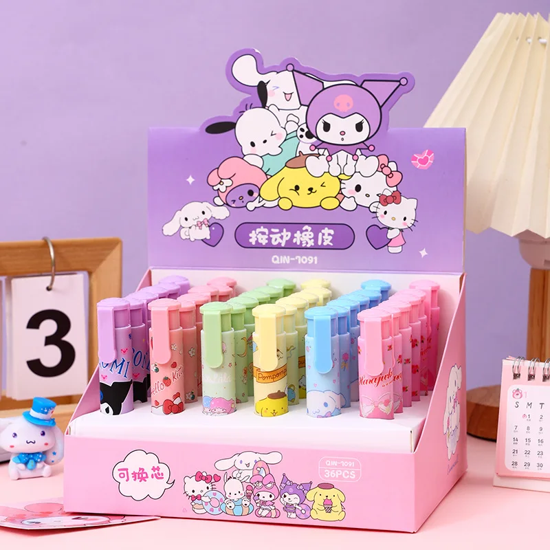 Cute Kuromi Press Eraser for Primary School Children Learning Supplies Cute Cartoon Stationery Creative Eraser