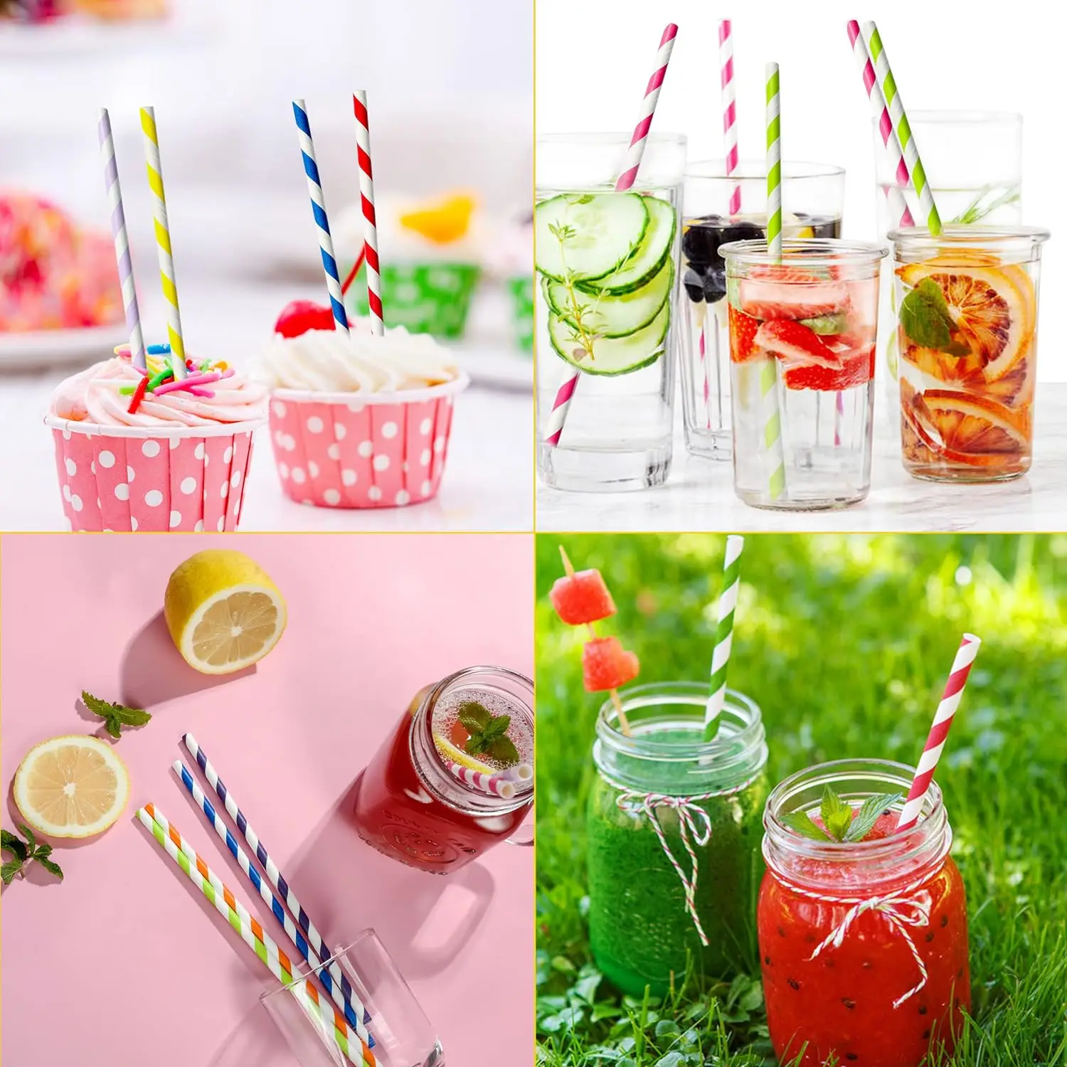 Biodegradable Colorful Paper Straws Decorative Disposable Drinking Straws for Coffee Juice Tea