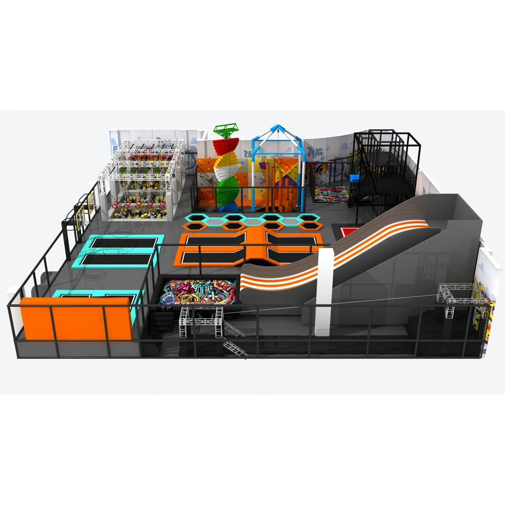 Commerical Children Trampoline Park Indoor Fitness Equipment Large Foam Pit and Ninja Course for Kids