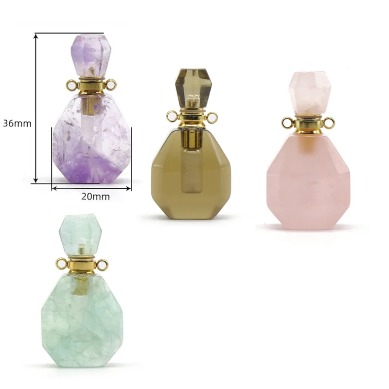 mini natural fluorite crystal perfume bottles rose quartz perfume oil bottles crystal for wedding souvenirs guests