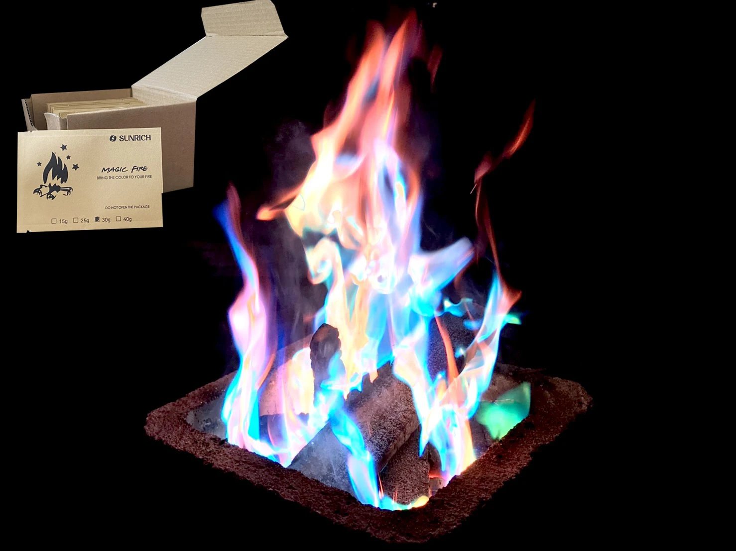 Enchanted Flames Fire Changing Color Packets for Campfires Fire Pits Outdoor Wood Fireplaces Long burning  Safe and Non-Toxic