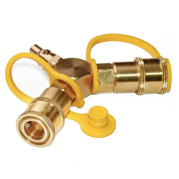 HOMFUL 1/4' RV Propane Quick Connect Y Splitter Adapter RV Trailer Motorhome Tabletop Grill Quick Connect Propane Hose Connect