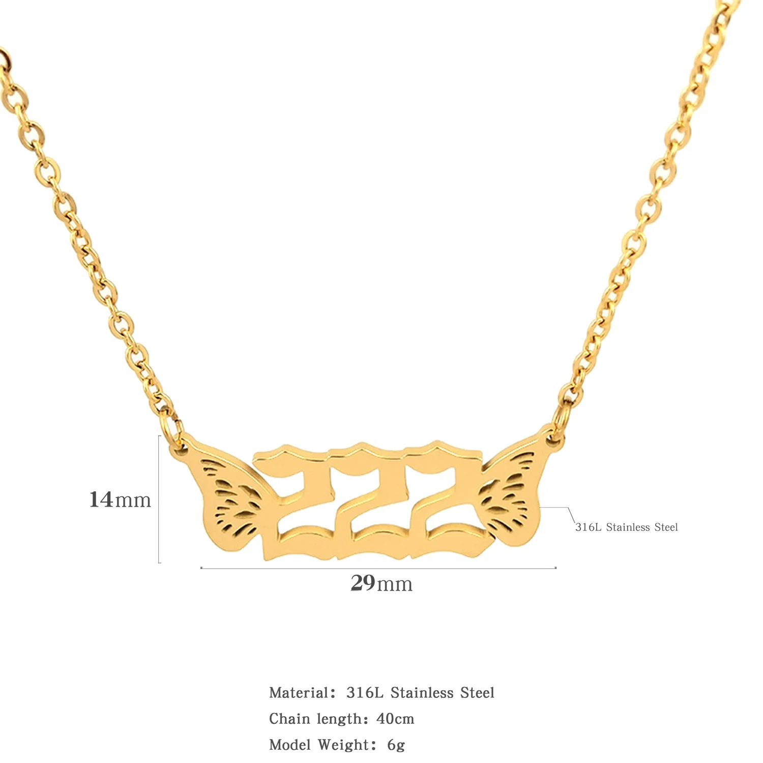 LC20240460 Wholesale gold plated stainless steel  111 222 333 444 555 666 777 dainty angel number necklace for men and women