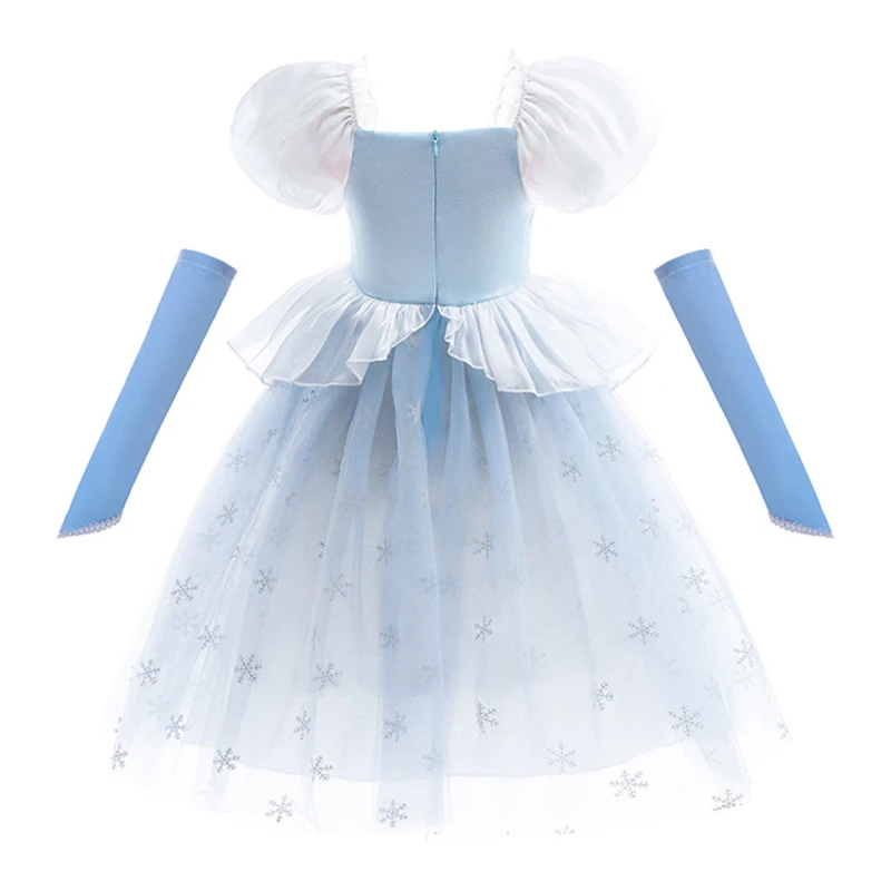 LZH Autumn New Elsa Cosplay Girls Princess Dress Carnival Halloween Costume Blue Scale Short Sleeve Ball Gown Children Clothes