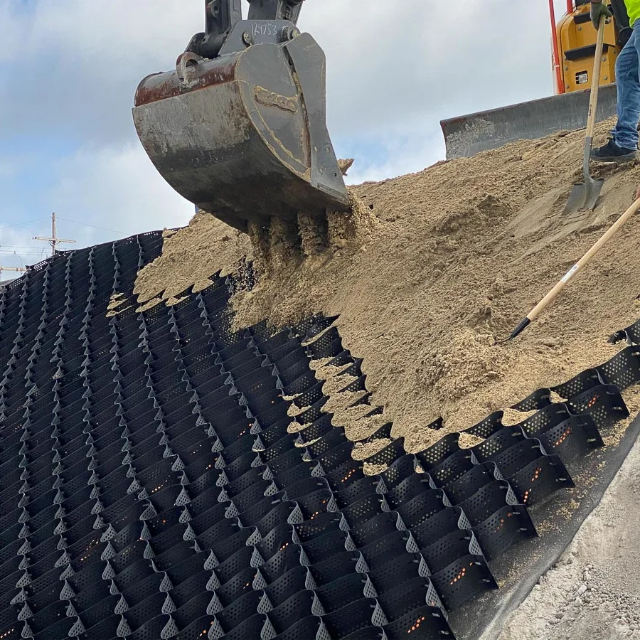 Textured HDPE Geocell Garden Gravel Stabilizer Ground Reinforcement Cellular System Geocell