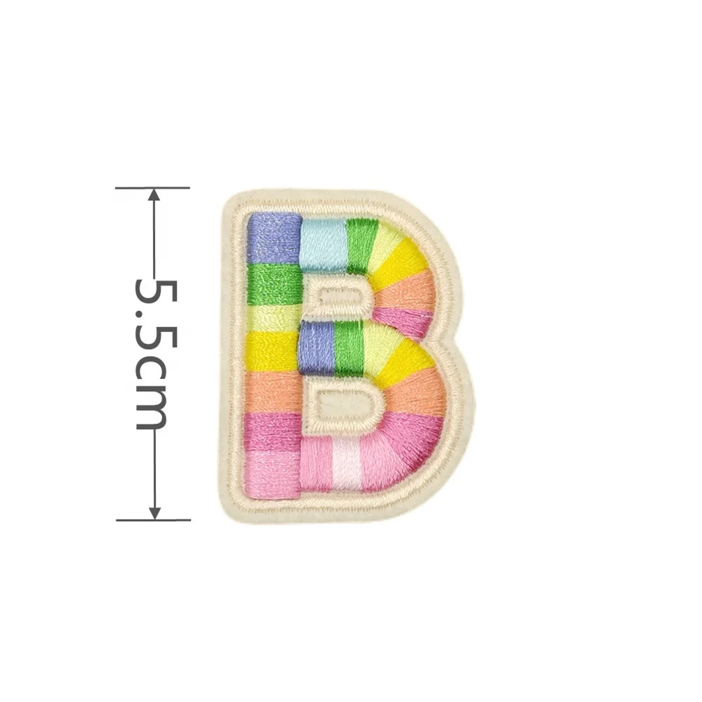 Custom Letter Small Rainbow English Alphabet Ventralex Embroidery 3M Sticker 3D Patch
