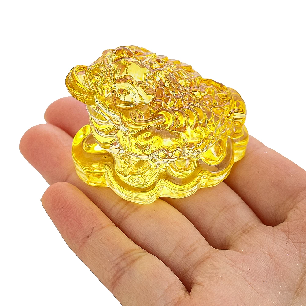 Money Toad Figurines Statue Feng Shui Crystal Glass Gold Toad Fortune Wealth Lucky Frog Miniatures Collectible Paperweight Decor