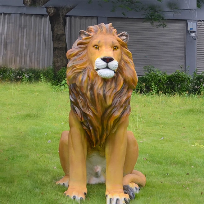 Resin Fiberglass Safari Animal lion Sculpture Statue/lion Figurine/giraffe Elephant for Birthday Theme