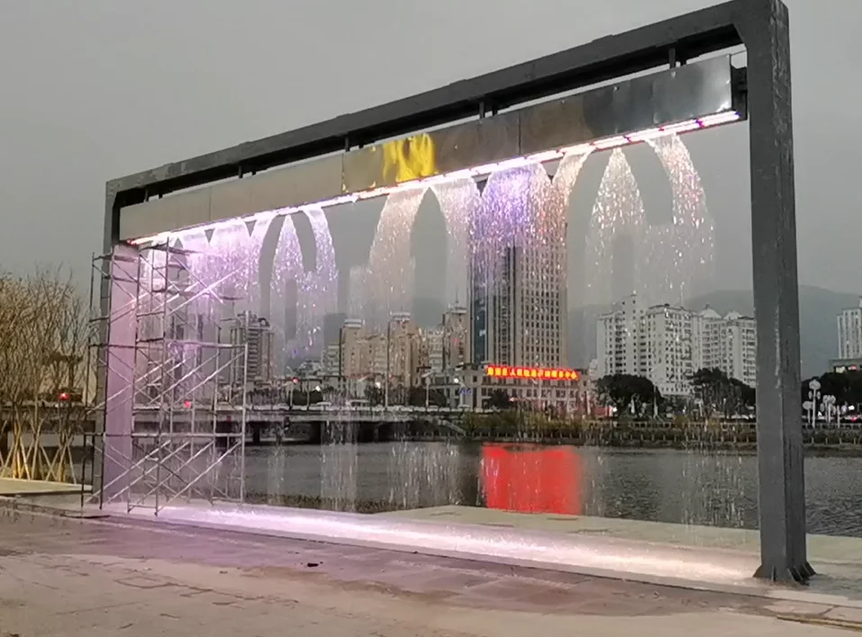 Indoor Outdoor Colorful Pool Wall Waterfall Curtains Digital Water Curtain Water Features For Park Decoration