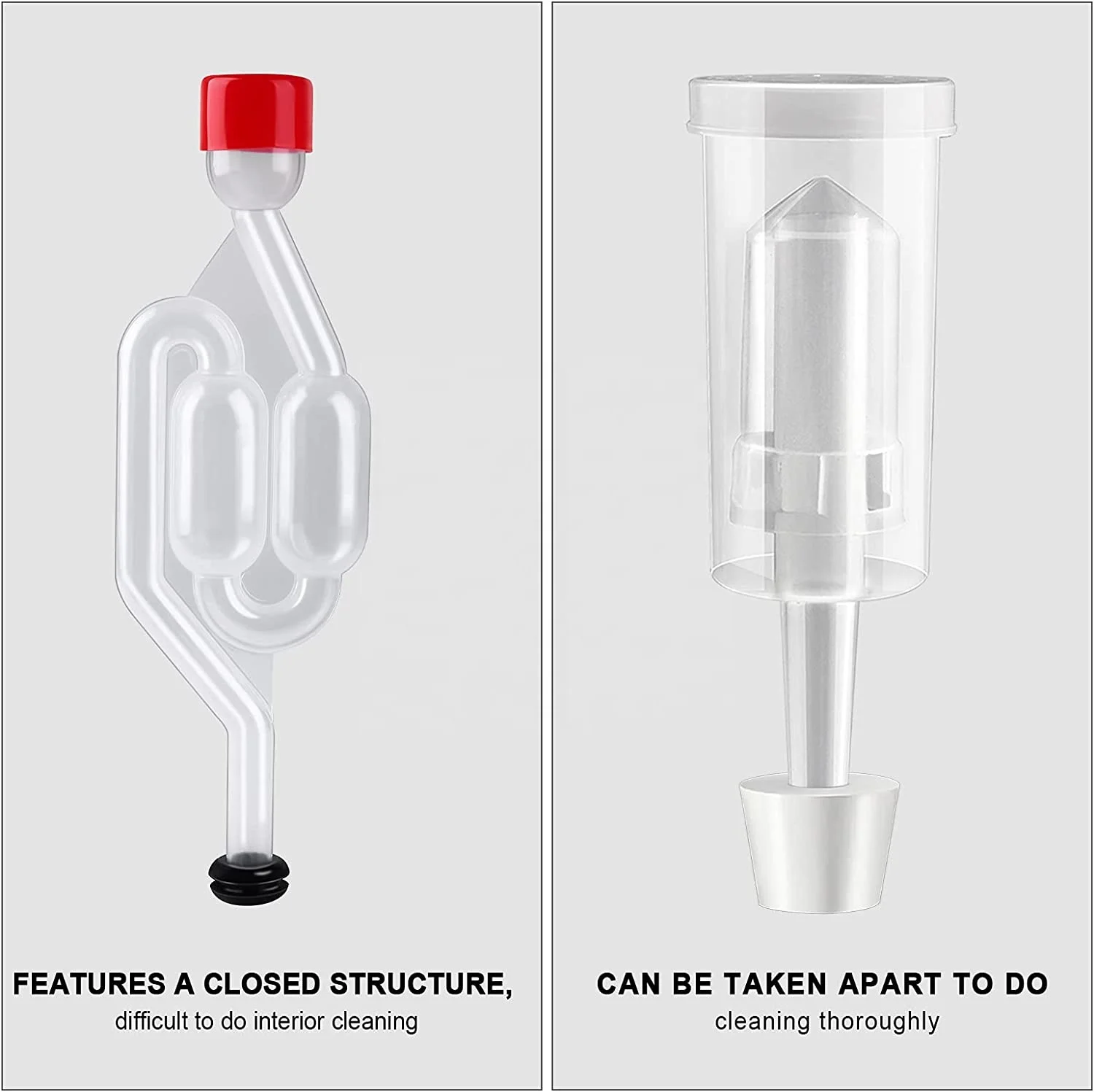 3-Piece Airlock Fermentation Airlock Kit with Mason Jar Grommet & Carboy Jug Bottle Bucket #6 Drilled Silicone Stopper, Home Br