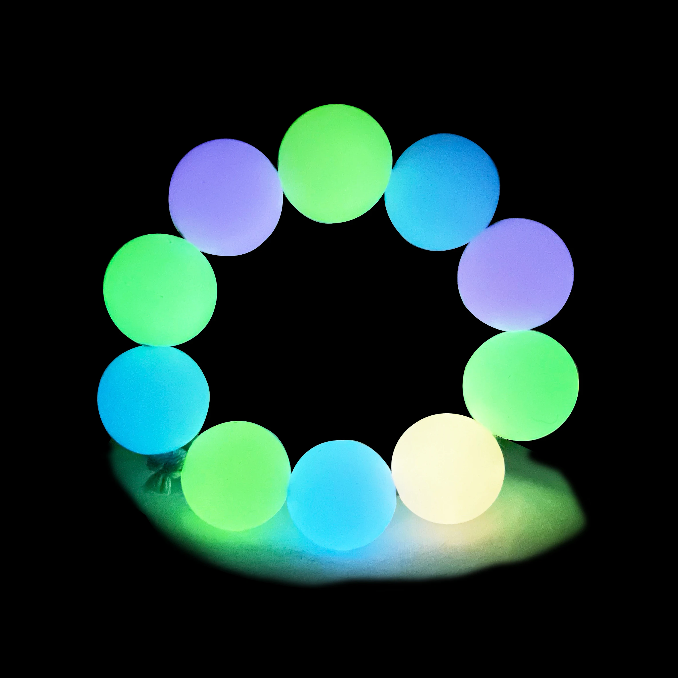2024 New Fluorescent Glow In The Dark Silicone Beads Loose Round Mixed Hexagon Mouse Silicone Beads 20mm Glow In The Dark