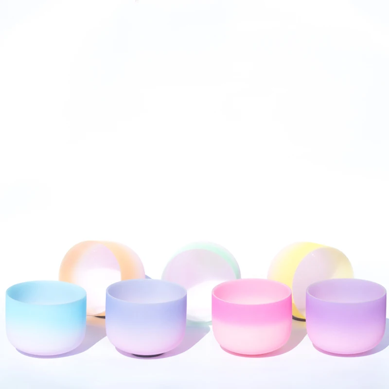 Singing Bowl Set Sound Healing Healthy Free Mallets and O Rings Frosted Crystal Singing Bowls