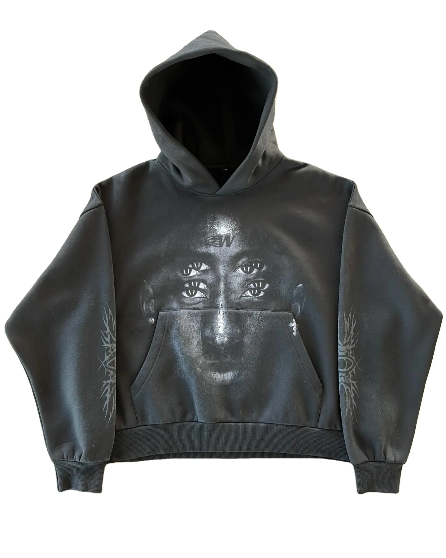 Wholesale Custom logo essentials streetwear vintage high quality 100% cotton 500 gsm oversized Screen printed acid washed hoodie