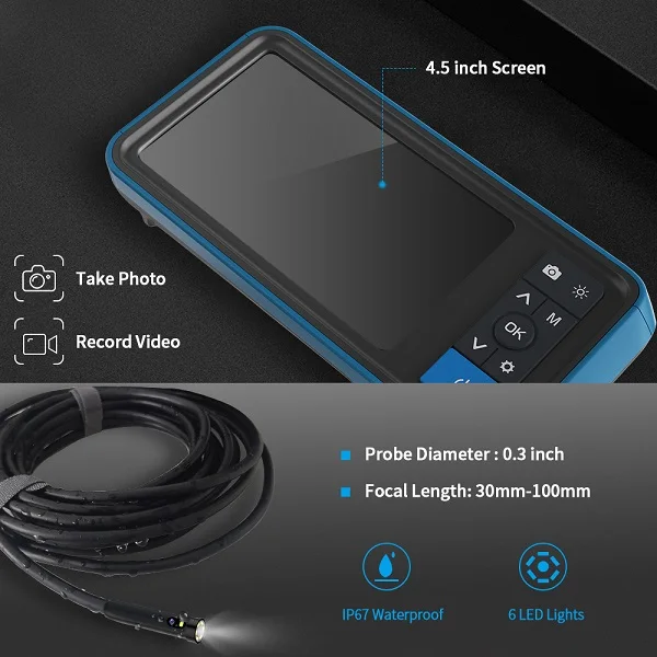 Vehicle diagnostic tools dual lens borescope endoscope inspection camera