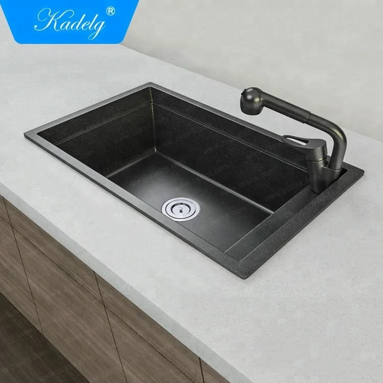 CE Approved Red Color Undermount Granite Sink Quartz Kitchen Sink