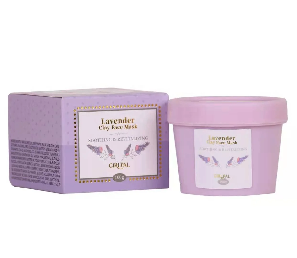 
Natural Organic Deep Skin Care Cosmetic Facial Mask Private Label Wholesale Moisturizing Lavender Mud Face Mask 