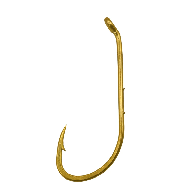 High Carbon Steel Golden Soft Plastic Lure Live Bait Worm Offset Long Handle Fishing Hooks