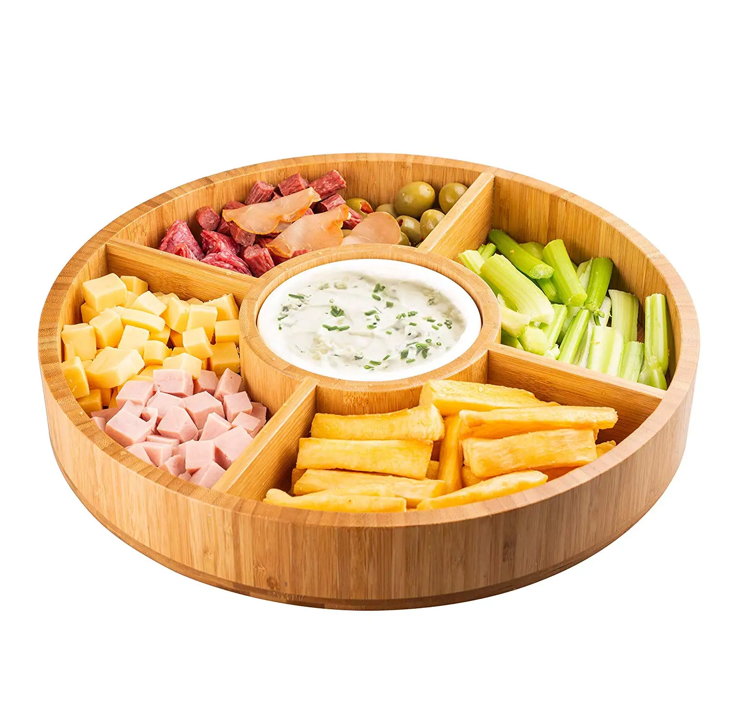 Wholesale Decorative Serving Tray Appetizer Party Platter Wooden Trays Serving Bamboo