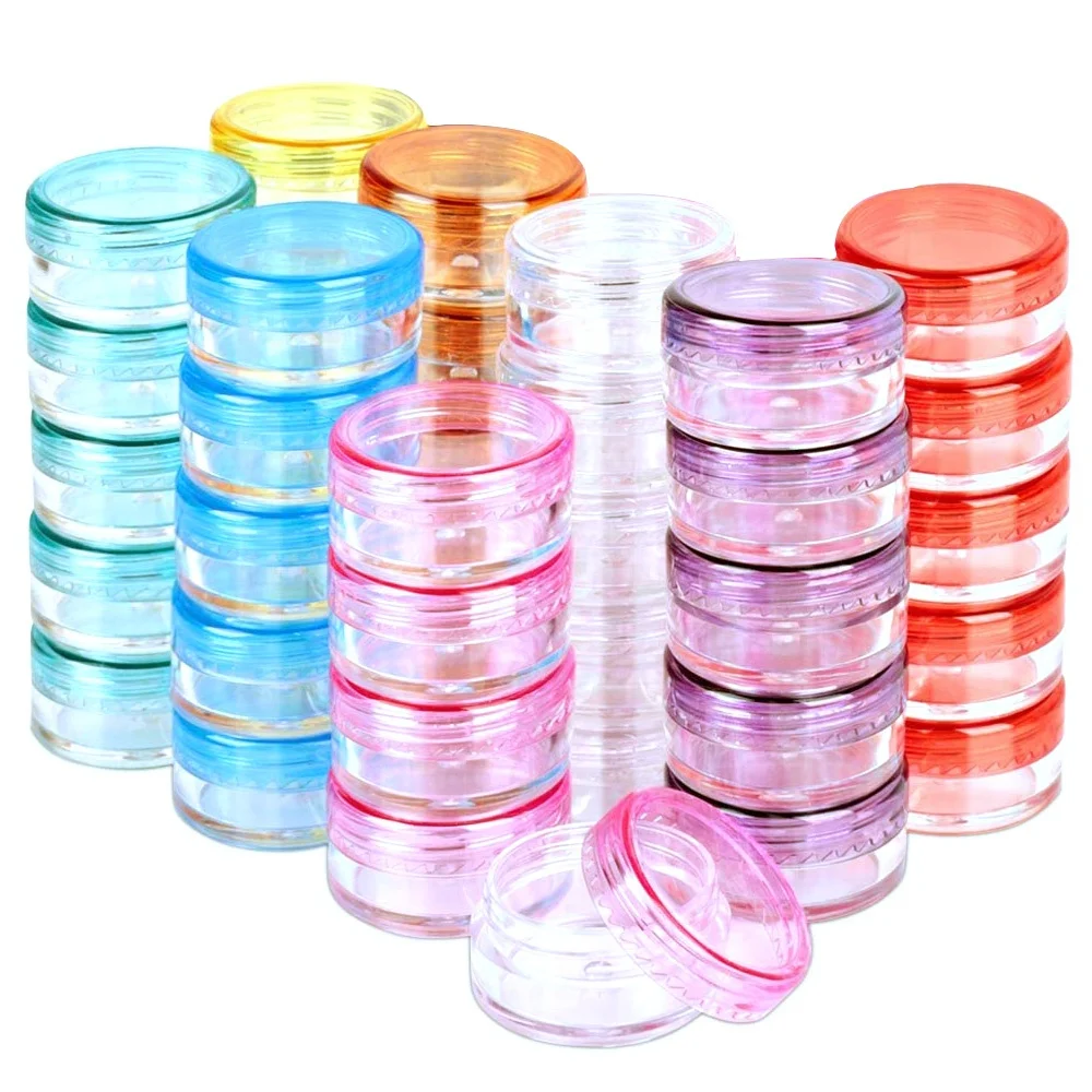 3g/5g small ps sample jar with colored lid plastic cosmetic bottle