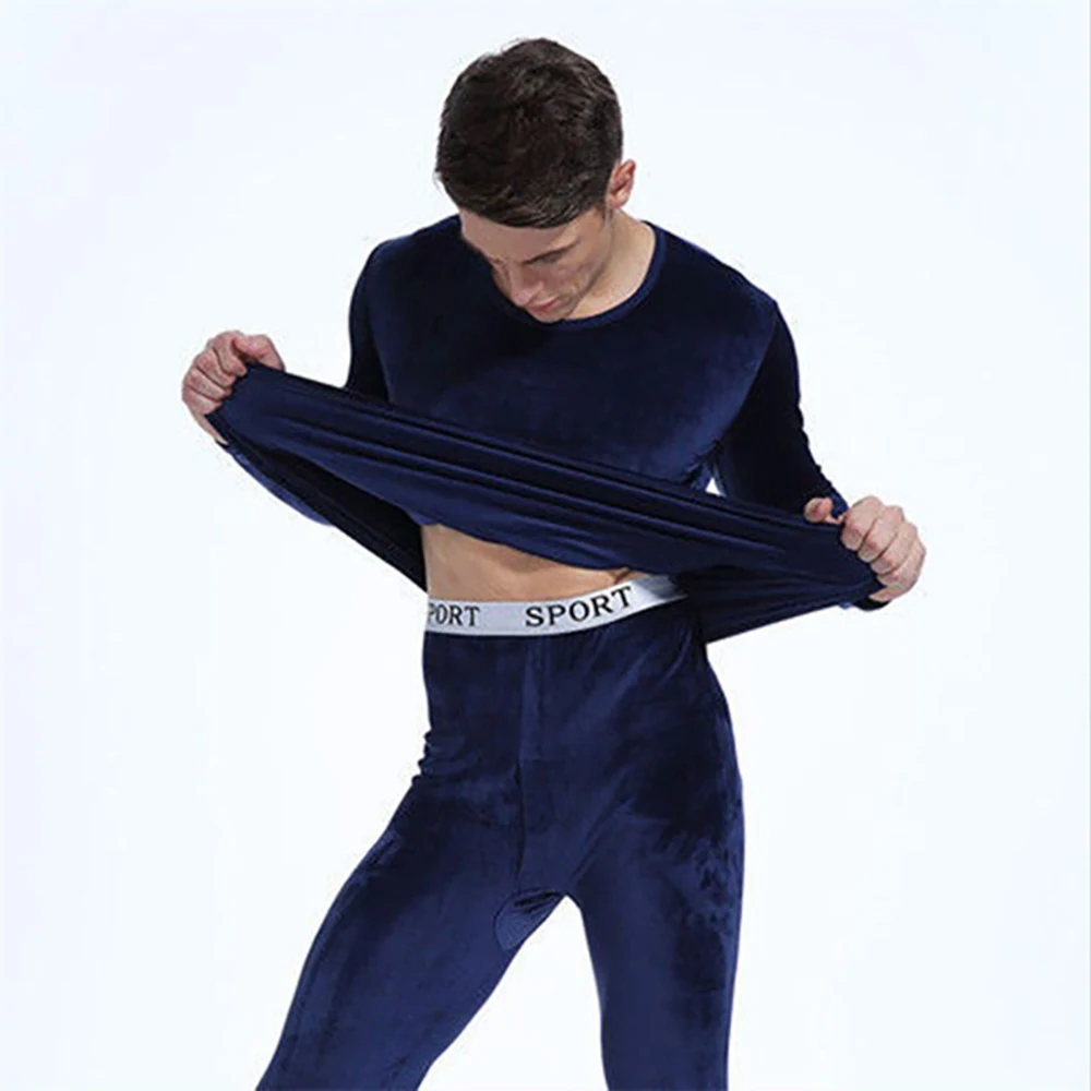 Лидер продаж 2020, зимние теплые комплекты нижнего белья из 2 предметов Ama Larsi большого размера, бесшовные плотные мужские комплекты термобелья с длинным рукавом