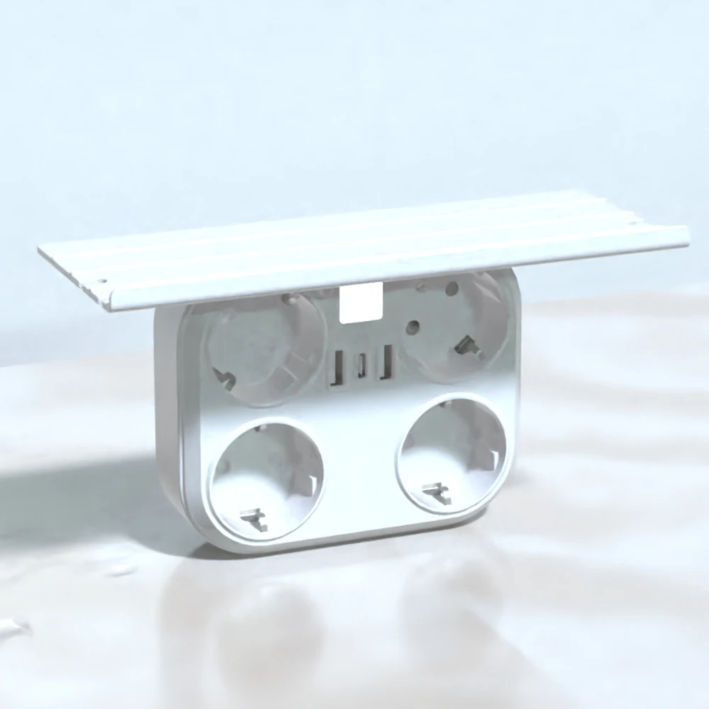 Smart LED Night Light European Wall Outlet Shelf USB Electrical Surge Protector, Extension Power Socket 4 AC Outlet