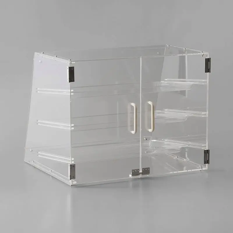 Spring Sign Wholesale 3 tray clear acrylic food bakery display case door for bar