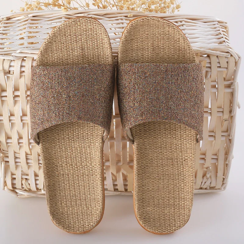 Wholesale Couple Large Size Indoor Slippers Wooden Floor Cotton Linen Slippers Home Non-slip Men And Women Linen Slippers