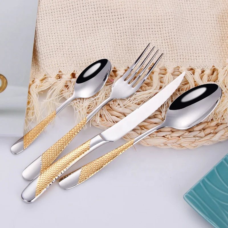 
2021 new arrival hot sales mirror polish stainless steel cutlery set star diamond handle spoons knife forks flatware sets 