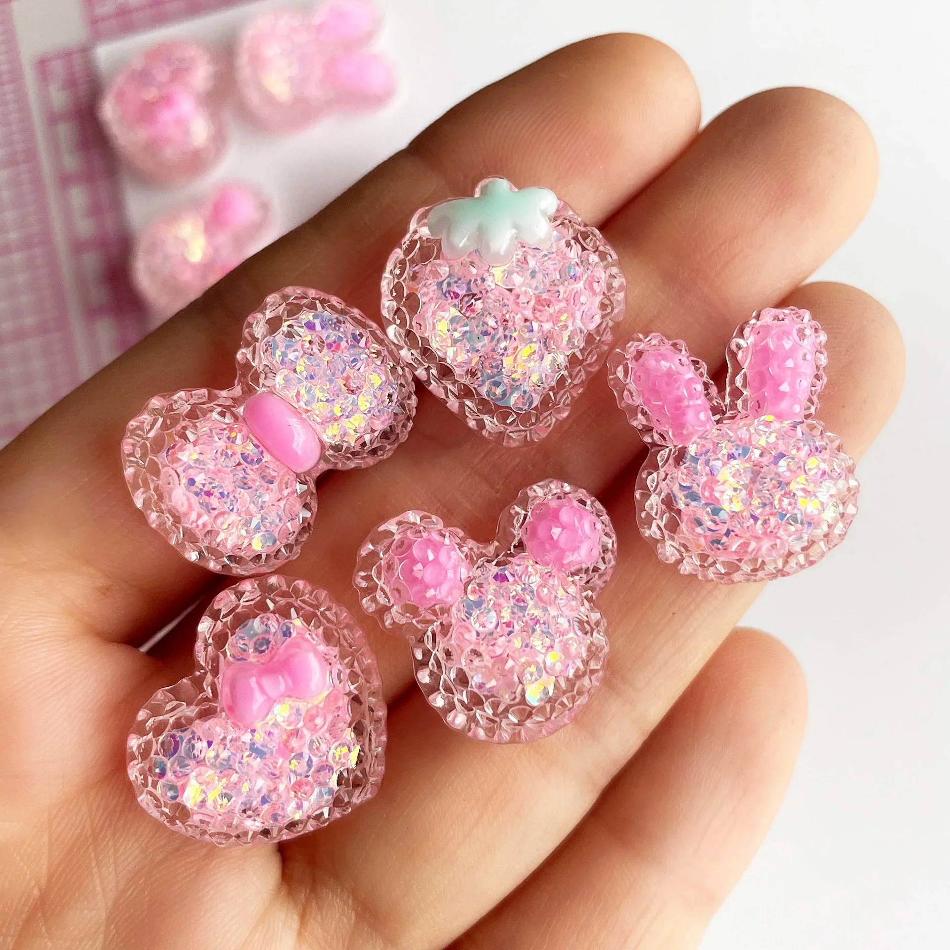 Shiny Sugar Cartoon Animal DIY  Resin Cream Glue Phone Case Hair Clip Nail Charm Decoration Material Accessories For Girls