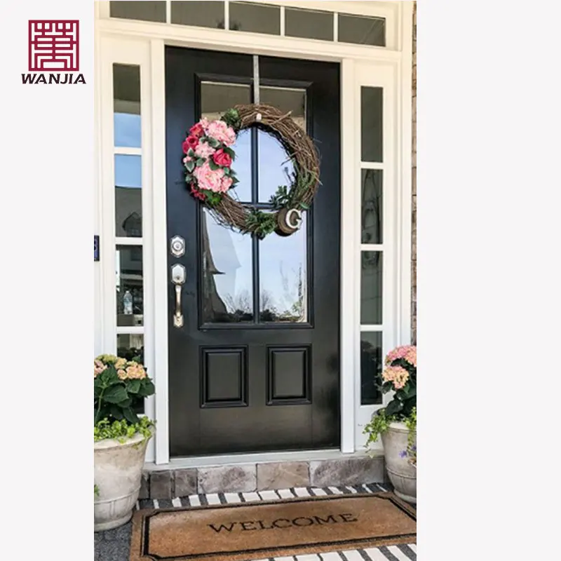 WANJIA Oem Odm Solid Wood Barn Doors Interior Sliding Glass Customized Wooden Sliding Barn Door