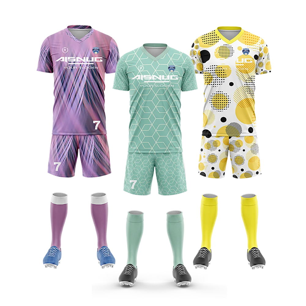 apparel sportswear soccer wear sublimation yellow green women jersey set football uniform