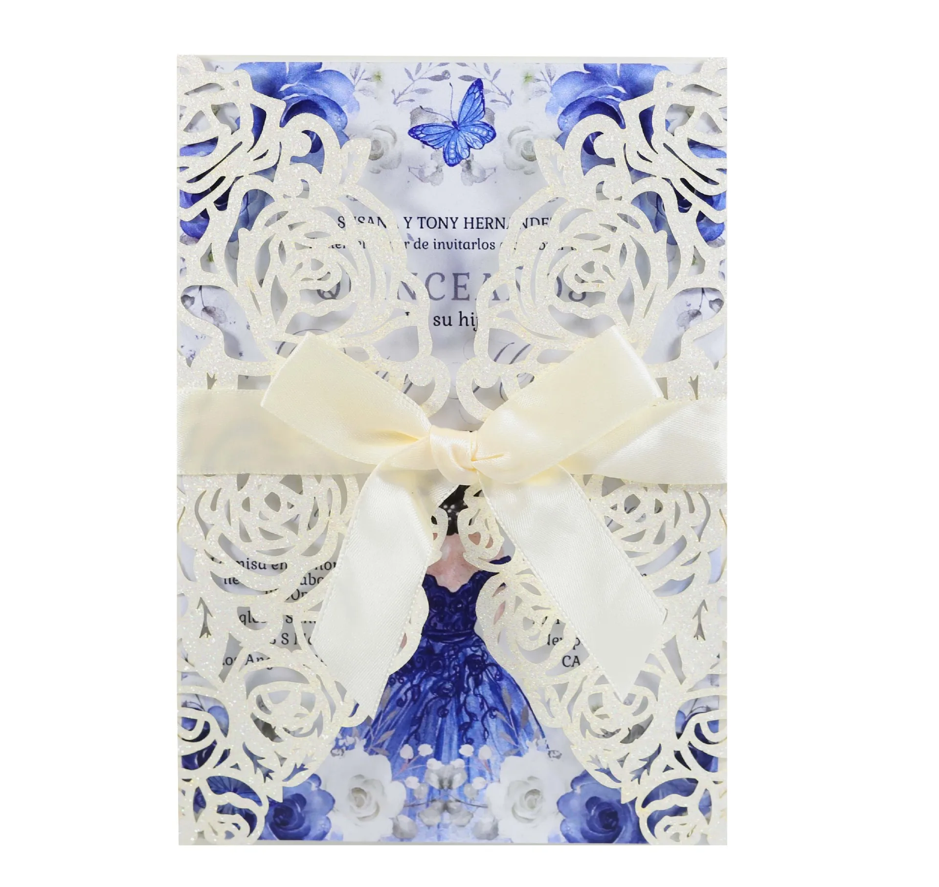 Custom fancy elegant wedding invitations card glitter carte d invitation mariage wedding card