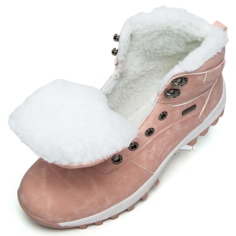 New arrival wholesale women pink horse hoof boots winter plush high quality man fur outdoor shoes big size 36-48# cheap OEM