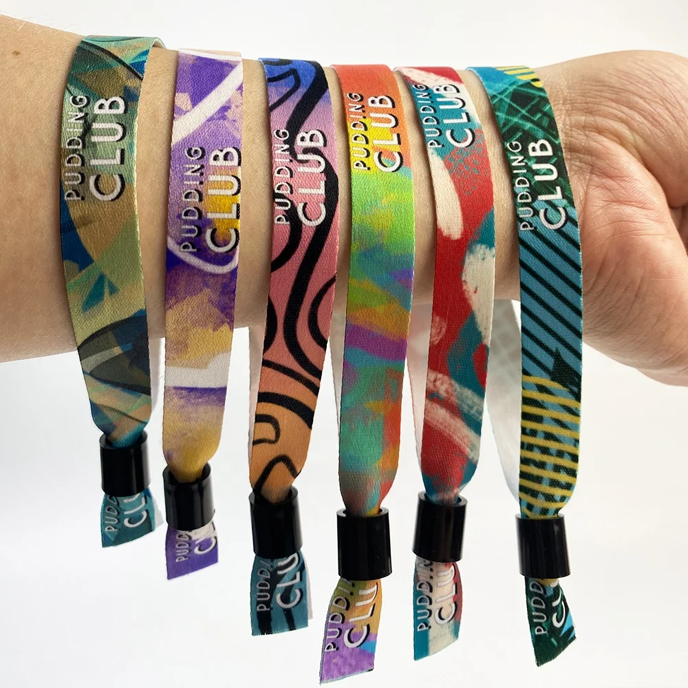 Fast Shipping Vip Cloth Party Custom printing One Time Use Festival fabric wristbands for events