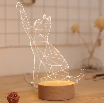 Creative wooden pedestal 3D LED lights /LED table lamp/desk lamp