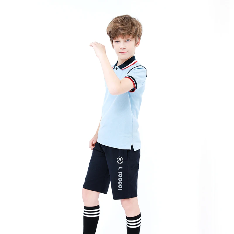 OEM Primary Middle High School Uniforms solid sports track suit wear for students polo shirts tipped collar and