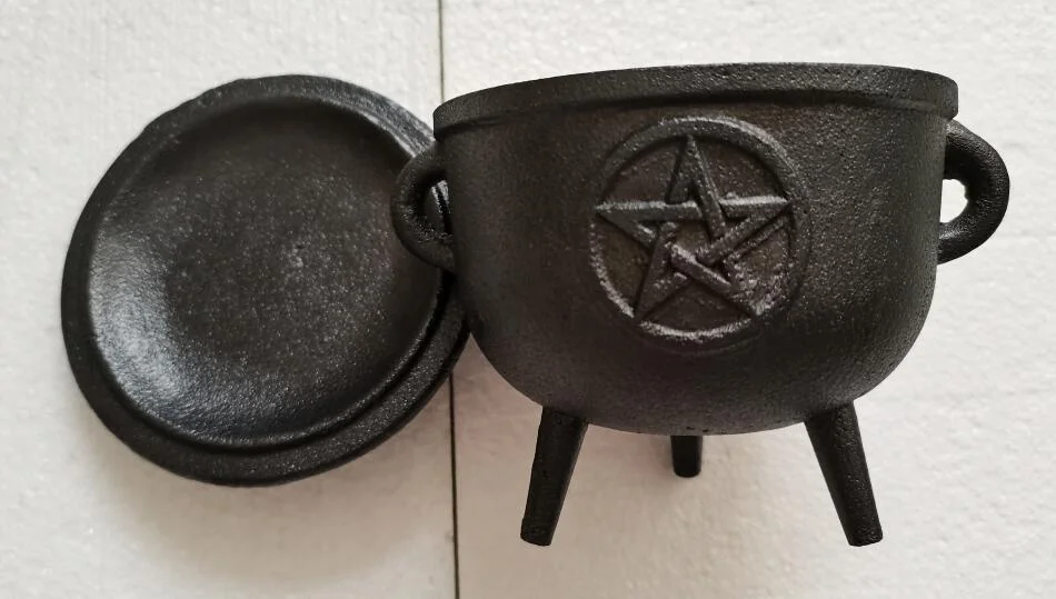 preseasoned oil small cast iron cauldron for candle warmer