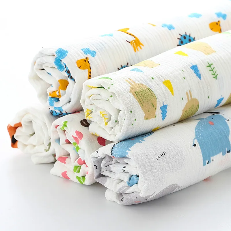 
Cotton fabric Cartoon Printed Cotton Crepe Fabric Cute Animal Print Double Gauze Fabric Material 